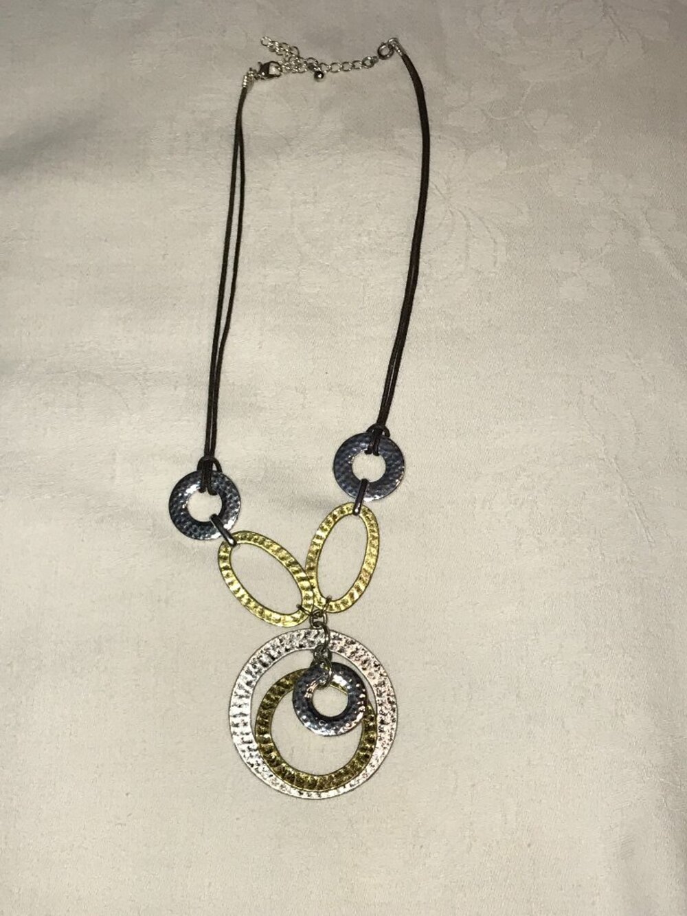 Vintage Avon Bronze and Silver Tone Mixed Metal Orbital Frontal Circle Necklace